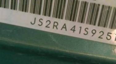 VIN prefix JS2RA41S9251