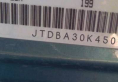 VIN prefix JTDBA30K4500