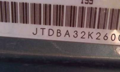 VIN prefix JTDBA32K2600