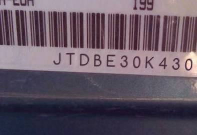 VIN prefix JTDBE30K4301