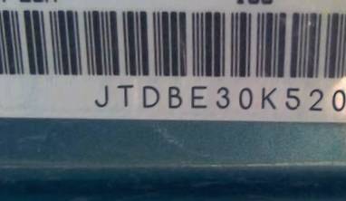 VIN prefix JTDBE30K5201