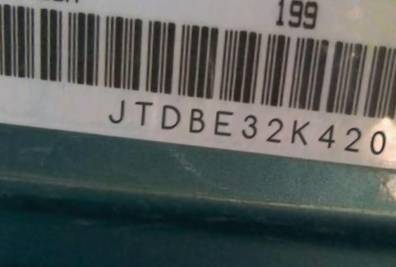 VIN prefix JTDBE32K4201