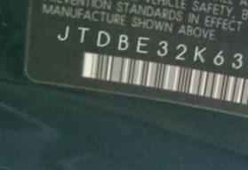 VIN prefix JTDBE32K6301