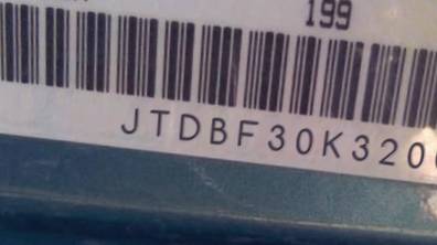 VIN prefix JTDBF30K3200