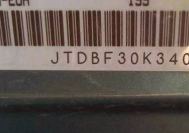 VIN prefix JTDBF30K3401