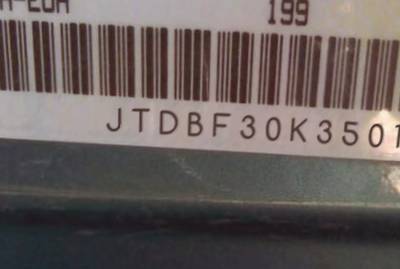 VIN prefix JTDBF30K3501