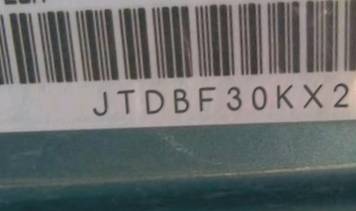 VIN prefix JTDBF30KX200