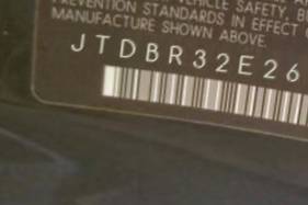 VIN prefix JTDBR32E2600