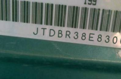 VIN prefix JTDBR38E8300