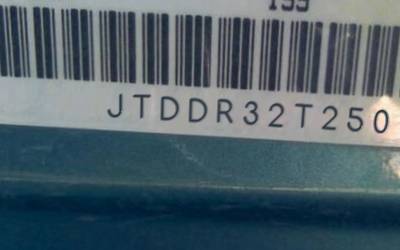 VIN prefix JTDDR32T2501