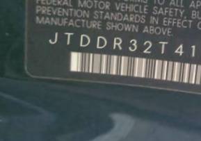 VIN prefix JTDDR32T4100