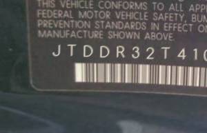 VIN prefix JTDDR32T4101
