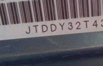 VIN prefix JTDDY32T4300