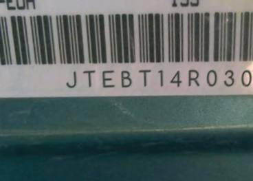 VIN prefix JTEBT14R0300