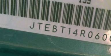 VIN prefix JTEBT14R0600