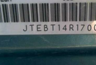 VIN prefix JTEBT14R1700