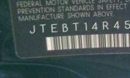 VIN prefix JTEBT14R4500