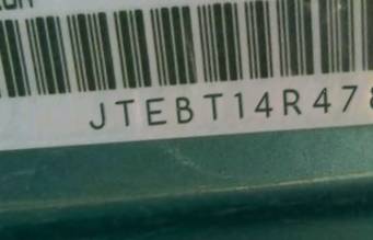 VIN prefix JTEBT14R4780