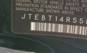 VIN prefix JTEBT14R5580