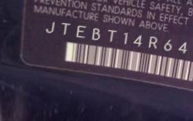 VIN prefix JTEBT14R6480