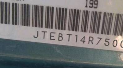 VIN prefix JTEBT14R7500
