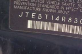 VIN prefix JTEBT14R8300