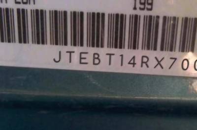 VIN prefix JTEBT14RX700