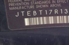 VIN prefix JTEBT17R1300