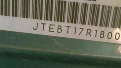VIN prefix JTEBT17R1800