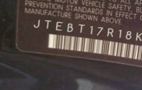 VIN prefix JTEBT17R18K0