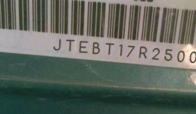 VIN prefix JTEBT17R2500