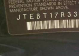VIN prefix JTEBT17R3380