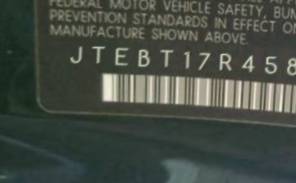 VIN prefix JTEBT17R4580