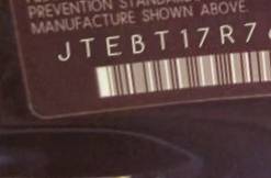 VIN prefix JTEBT17R7600