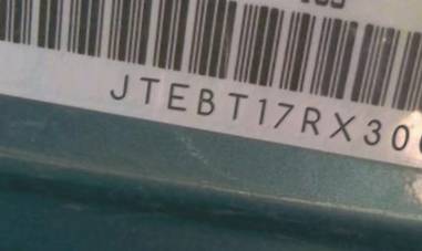 VIN prefix JTEBT17RX300