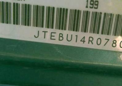 VIN prefix JTEBU14R0780