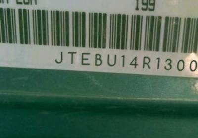 VIN prefix JTEBU14R1300