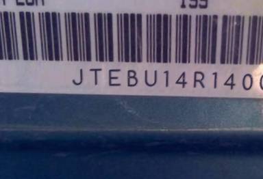 VIN prefix JTEBU14R1400