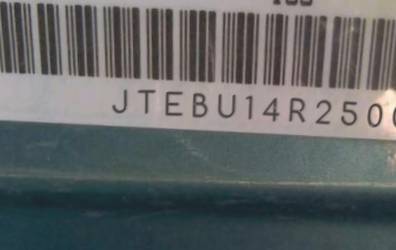 VIN prefix JTEBU14R2500