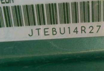 VIN prefix JTEBU14R2781