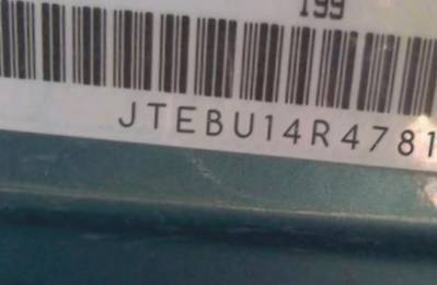 VIN prefix JTEBU14R4781