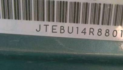 VIN prefix JTEBU14R8801