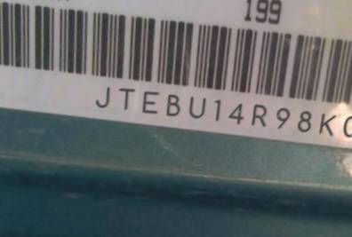 VIN prefix JTEBU14R98K0