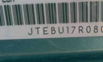 VIN prefix JTEBU17R0801