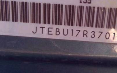 VIN prefix JTEBU17R3701