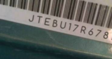 VIN prefix JTEBU17R6781