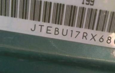 VIN prefix JTEBU17RX680
