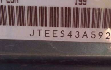 VIN prefix JTEES43A5921