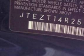 VIN prefix JTEZT14R2580