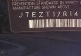 VIN prefix JTEZT17R1480